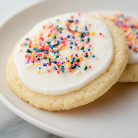 Close-up of freshly made sugar cookies, offering a tender bite with their light, buttery texture.