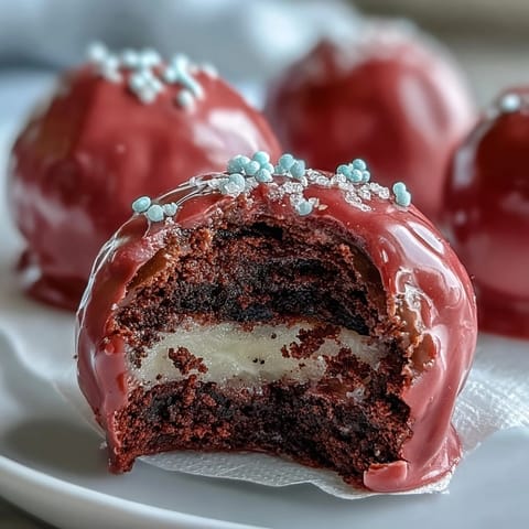 Vibrant pink Oreo Truffle Balls with a satisfyingly crunchy candy shell reveal a creamy Oreo and cream cheese center.