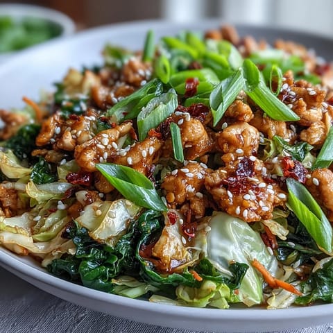 Weeknight Egg Roll Bowls feature juicy chicken, carrots, and crunchy cabbage finished with a drizzle of chili crisp and fresh ginger aromas.