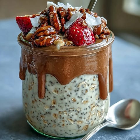 Healthy Easy Overnight Oats with Strawberry and Chia, a creamy make-ahead breakfast with fresh berries and chia seeds for a nutritious start.