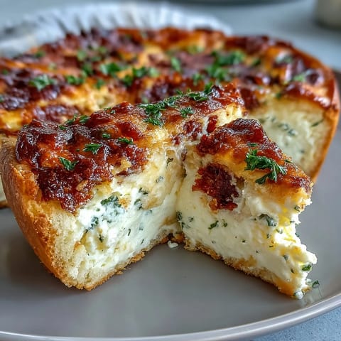 Italian Easter Pie with Ricotta and Salami, golden pastry crust filled with creamy ricotta, diced salami, and melted cheese, baked to perfection for a savory holiday centerpiece.