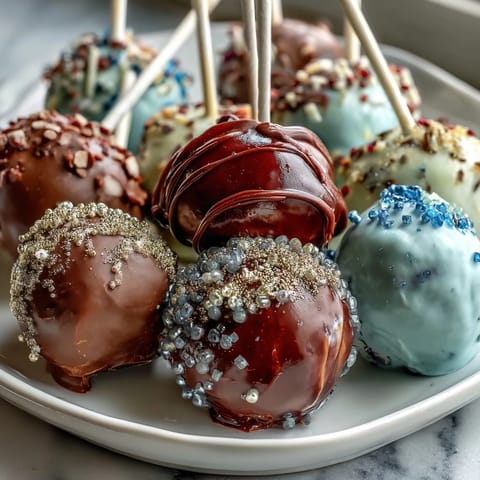 Graduation cake pops in school colors with gold sprinkles on a festive display tray, perfect for celebrating graduates.
