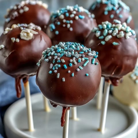 Festive graduation cake pops in vibrant school colors, each topped with a fondant cap and chocolate tassel.