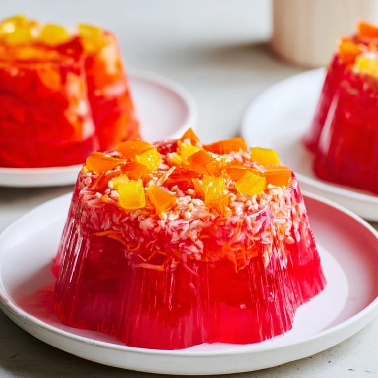 This classic American Jell-O Salad features a colorful jiggly mold filled with fruits and creamy cottage cheese.