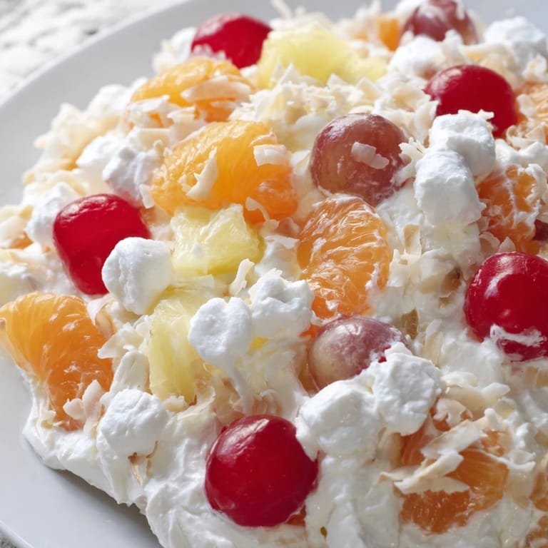 Creamy and colorful Ambrosia Salad is a refreshing dessert with a taste of nostalgia.
