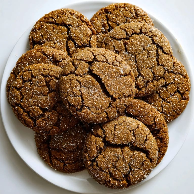 Golden, chewy molasses cookies, spiced and perfectly textured, ideal for a sweet treat.