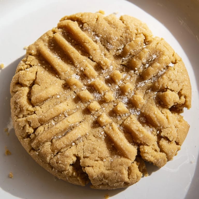 Warm, freshly baked peanut butter cookies, their sweet aroma filling the kitchen and ready to eat.