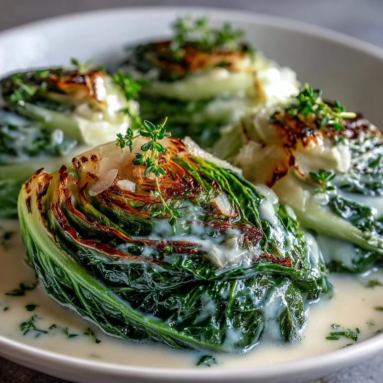 Steaming herby cabbage in Parmesan broth in a wide pot, with melted cheese melting into the savory liquid.