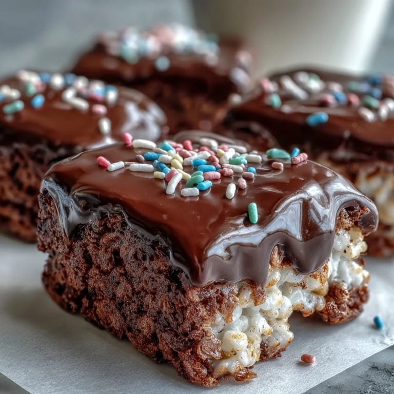 Chocolate covered Rice Krispy Treats arranged on a white plate, perfect for a party dessert platter.