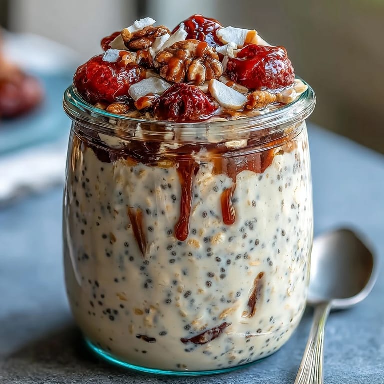 Refreshing Overnight Oats with Strawberries and Chia, layered with juicy berries, creamy yogurt, and chia for a satisfying, healthy morning meal.