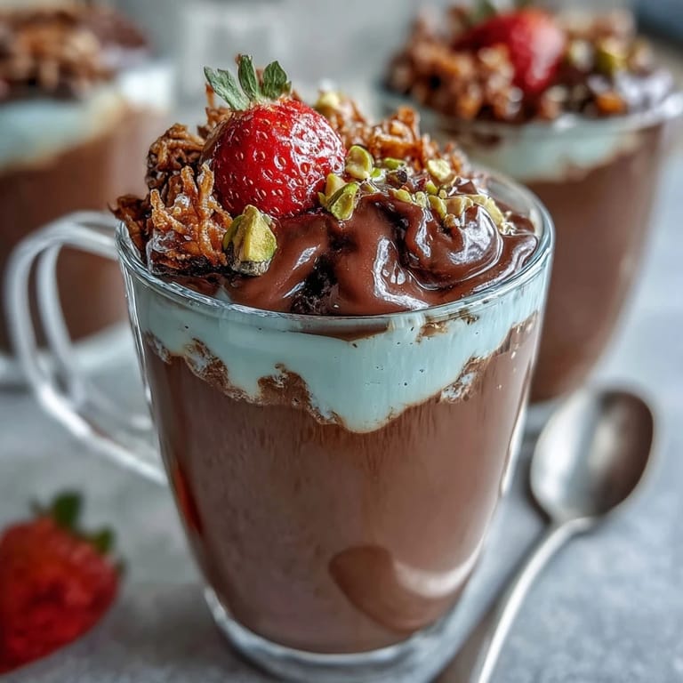 Luxurious Dubai Chocolate Strawberry Cups: crisp kataifi pastry shells layered with rich dark chocolate, silky pistachio cream, and juicy strawberries for a stunning dessert.