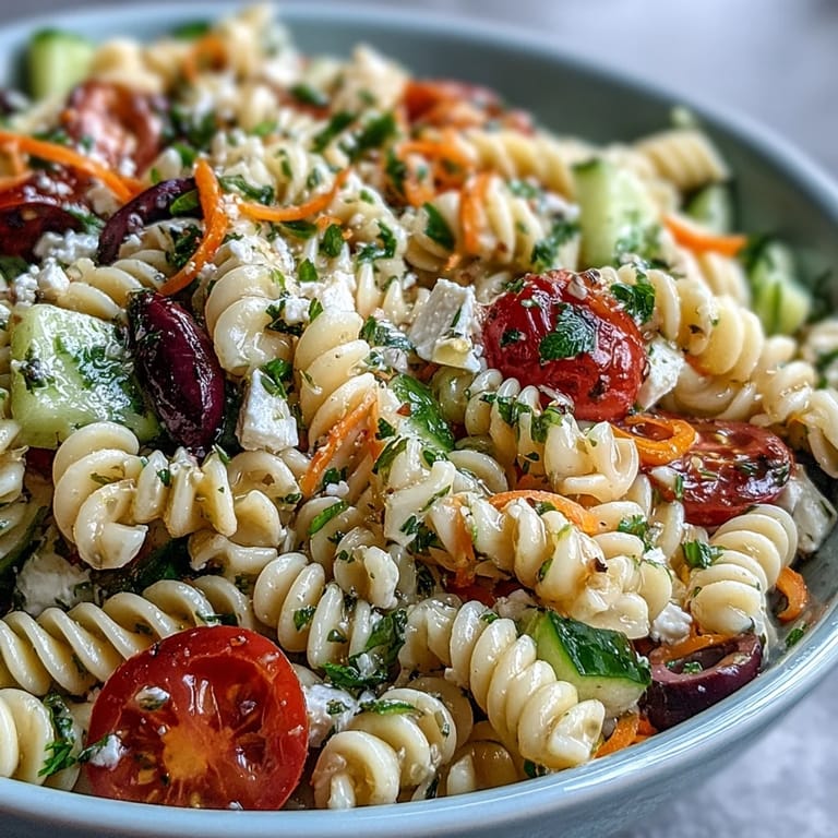 Fresh Memorial Day Pasta Salad, a delightful mix of garden vegetables.