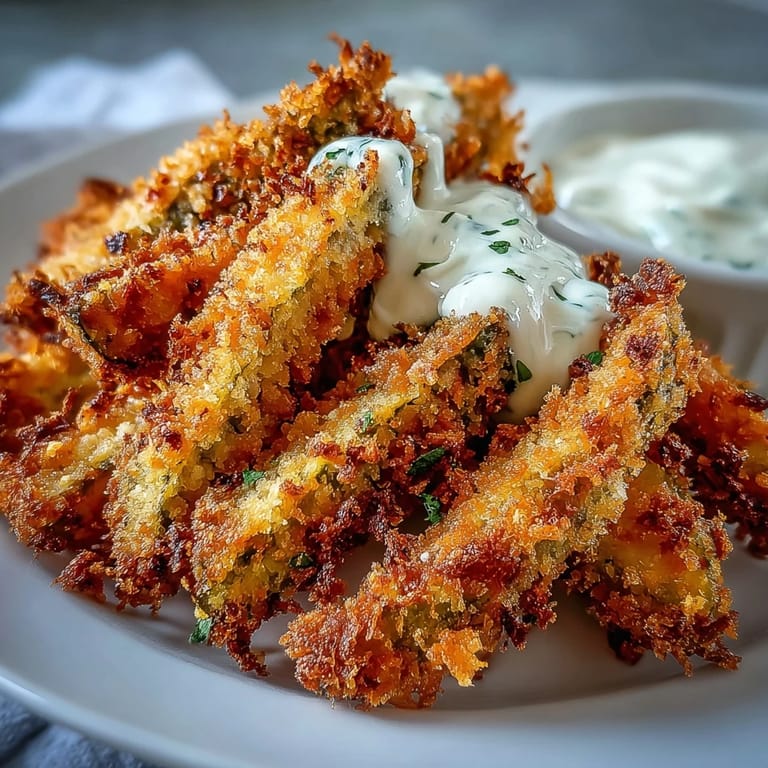 Tangy dill pickle fries, golden and crunchy, served with spicy mayo.