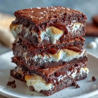 Gooey smores brownie cookies topped with golden toasted marshmallows and graham cracker crumbs.